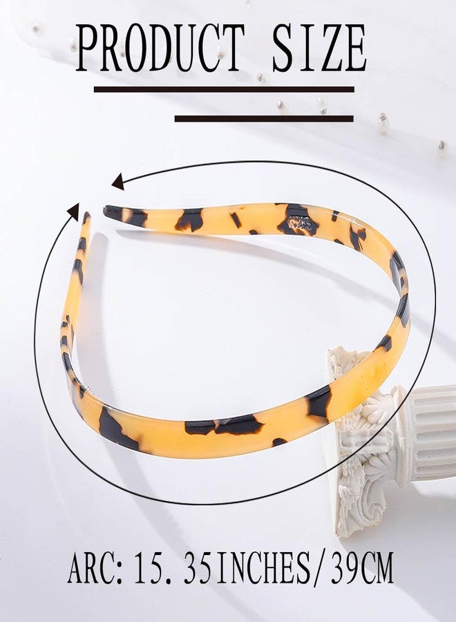 Firuilo Acetate Cellulose Headband Tortoise Shell Headbands Thin Hairbands With Teeth for Women (Amber One Size) - Image 2